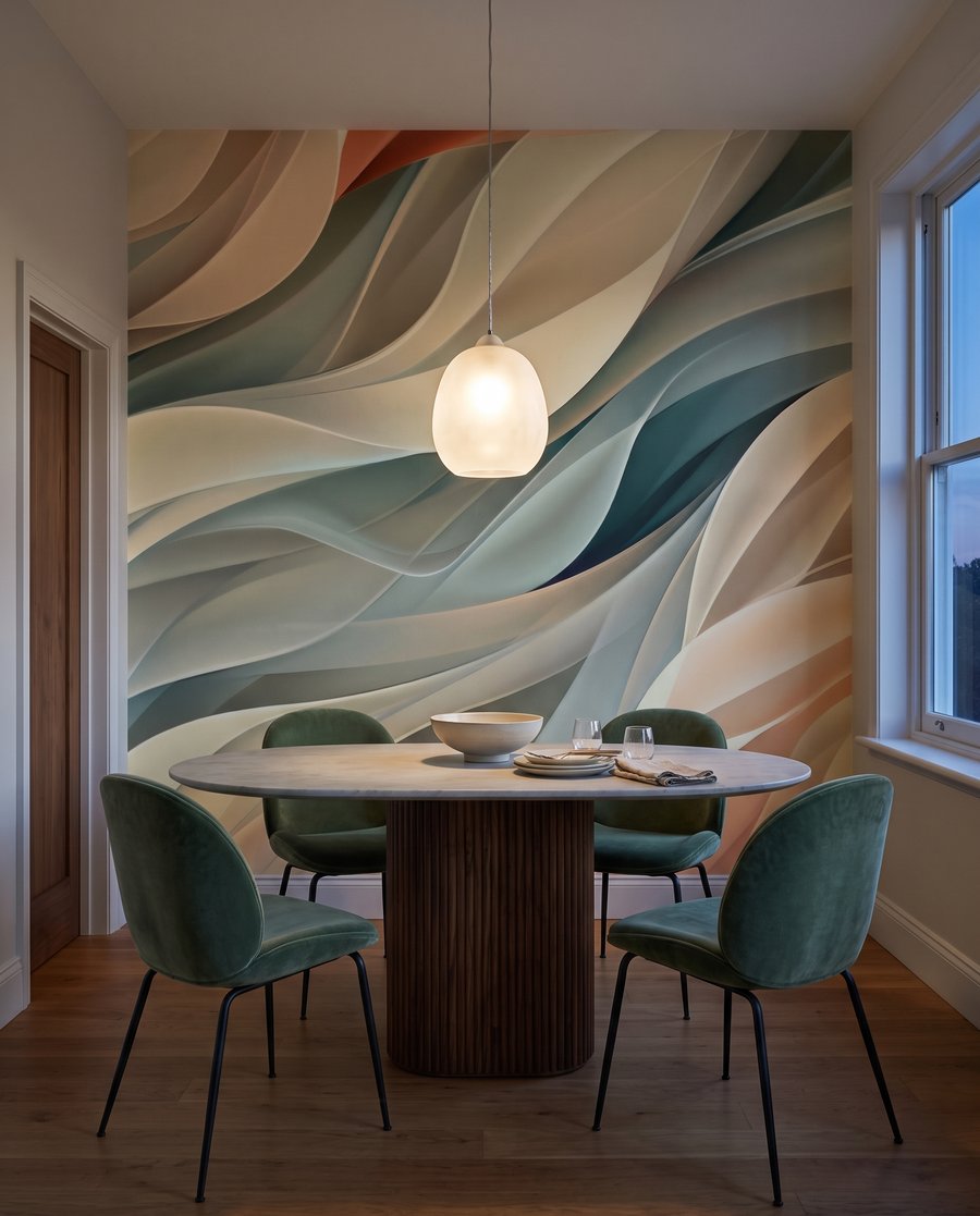 Pastelgolven vouwen door elkaar — interieur 8