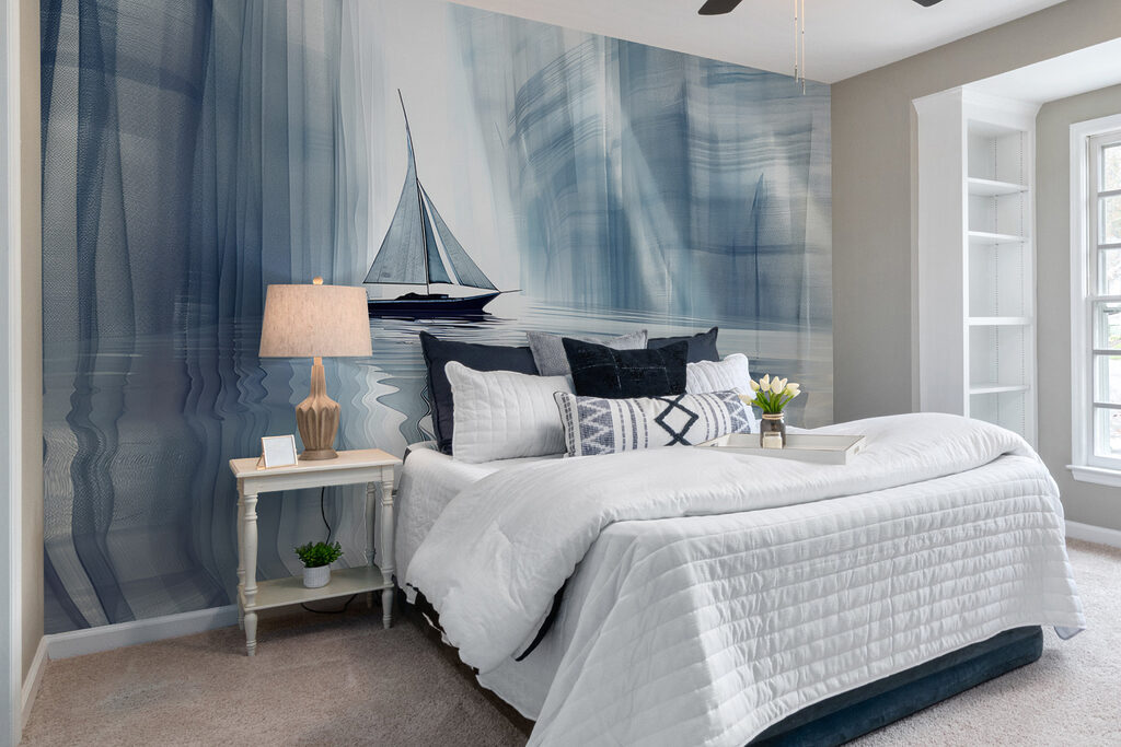 Zeilboot in een waterlichaam in een interieur
