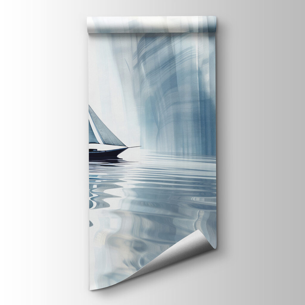 Zeilboot tussen blauwe wanden — productweergave