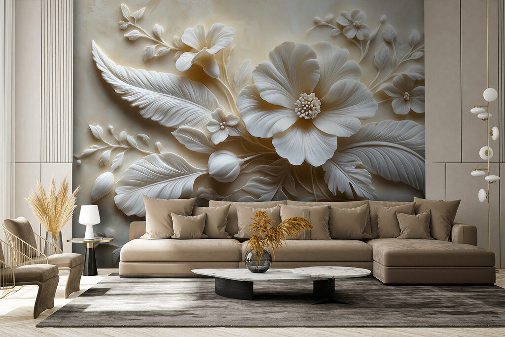 Witte bloem en bladeren — interieur 5