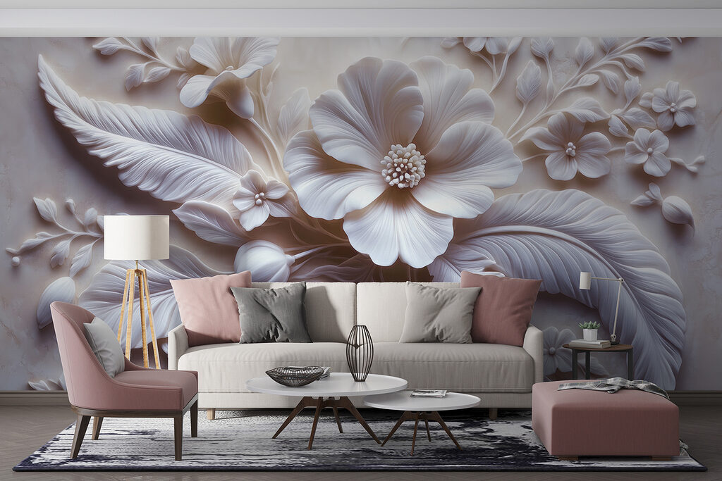 Witte bloem en bladeren — interieur 2
