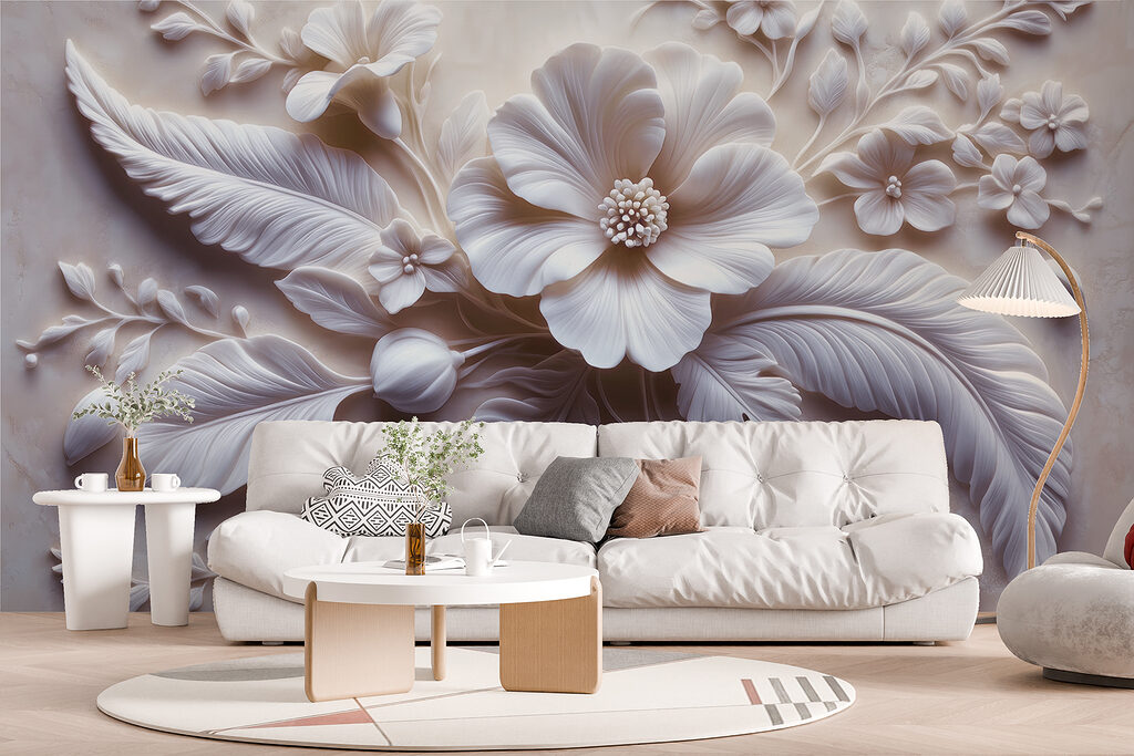 Witte bloem en bladeren — interieur 5