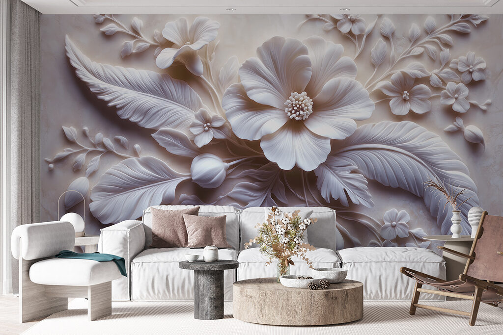 Witte bloem en bladeren — interieur 6