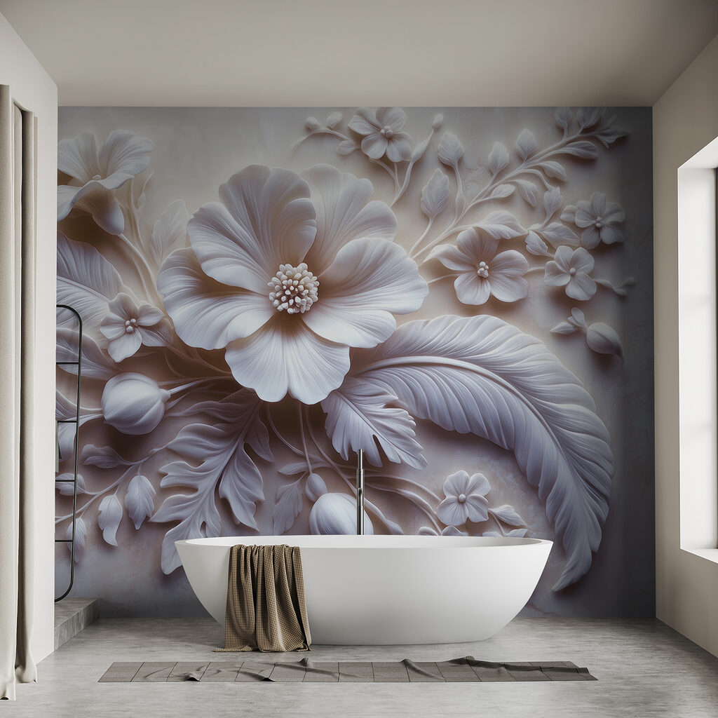 Witte bloem en bladeren — interieur 7
