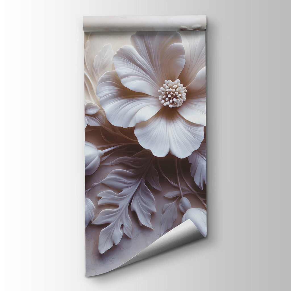 Witte bloem en bladeren — productweergave