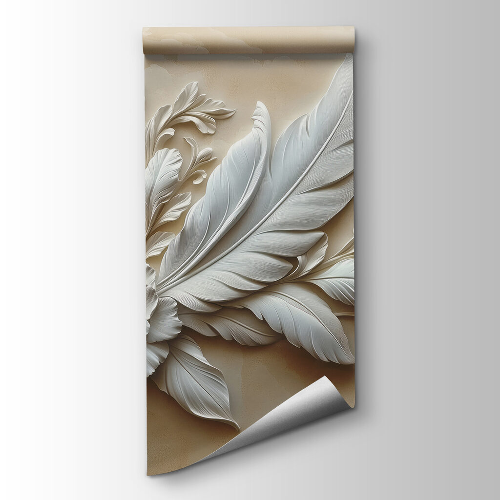 Witte bloemen met reliëfbladeren — productweergave