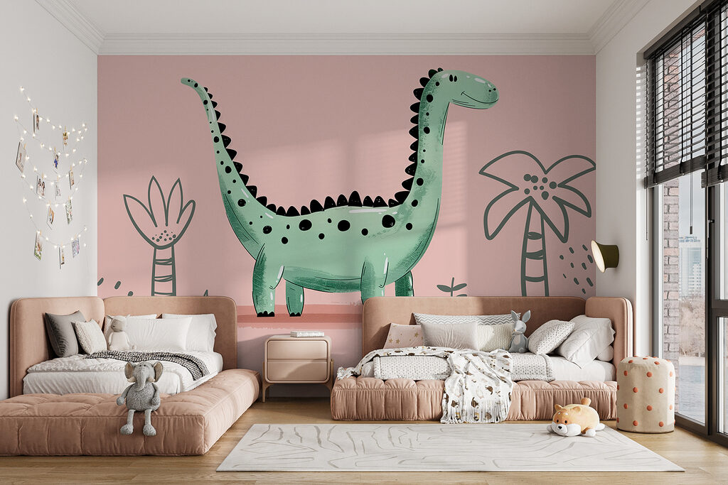 Groene langnek op oudroze — interieur 3