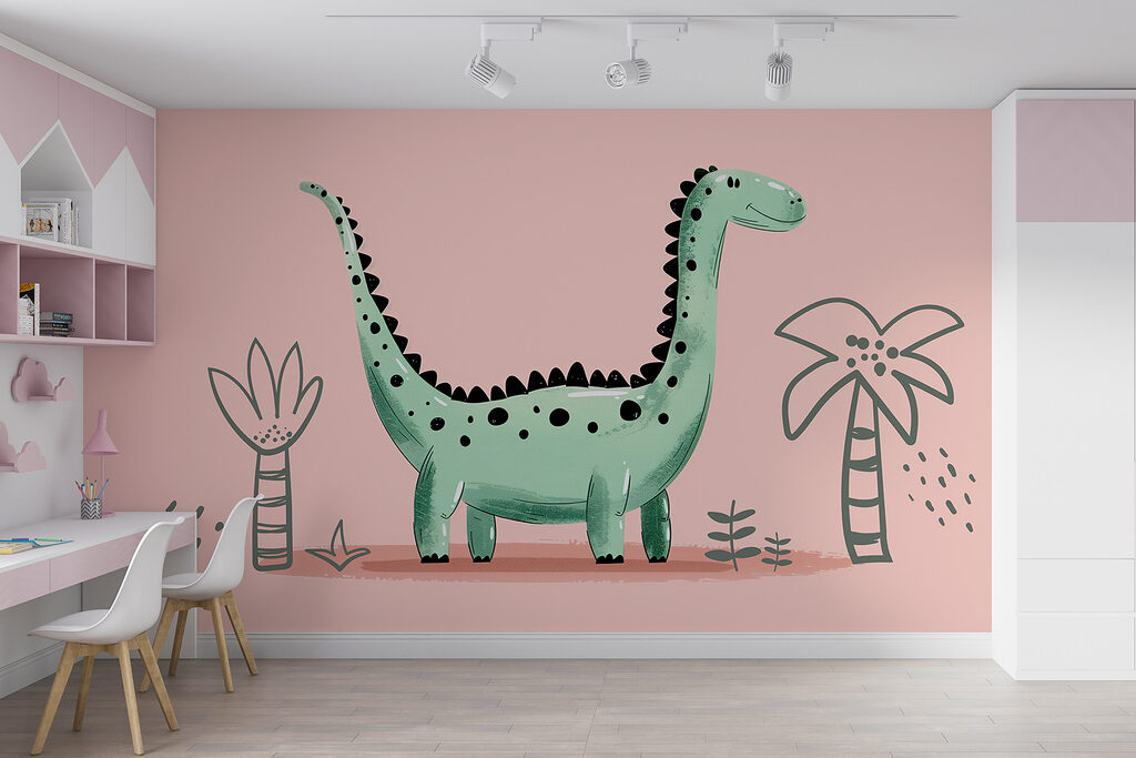 Groene langnek op oudroze — interieur 4