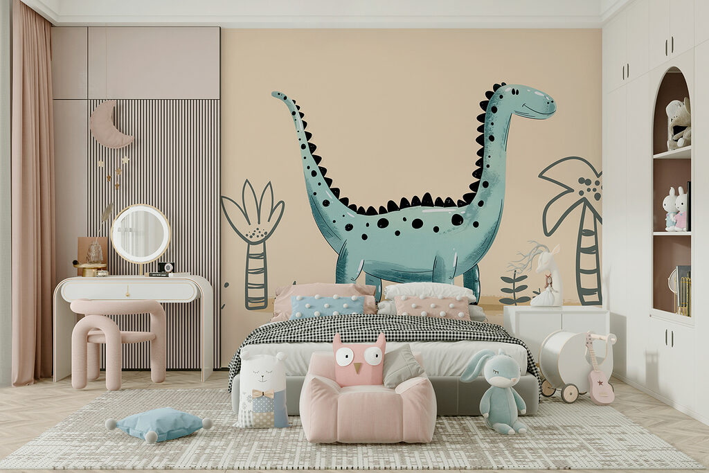 Langnek onder twee palmboompjes — interieur 7