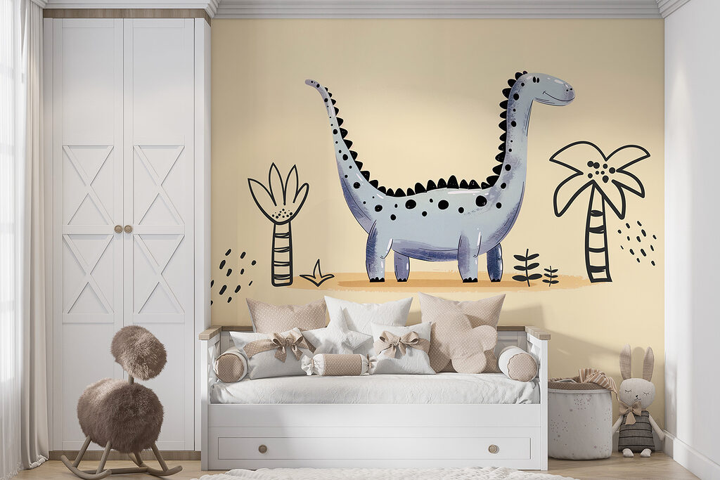 Langnek onder twee palmboompjes — interieur 1