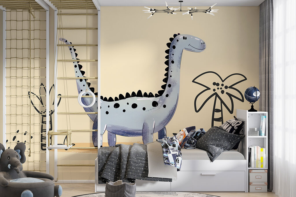 Langnek onder twee palmboompjes — interieur 2