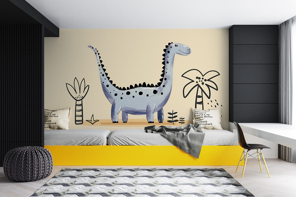 Langnek onder twee palmboompjes — interieur 3