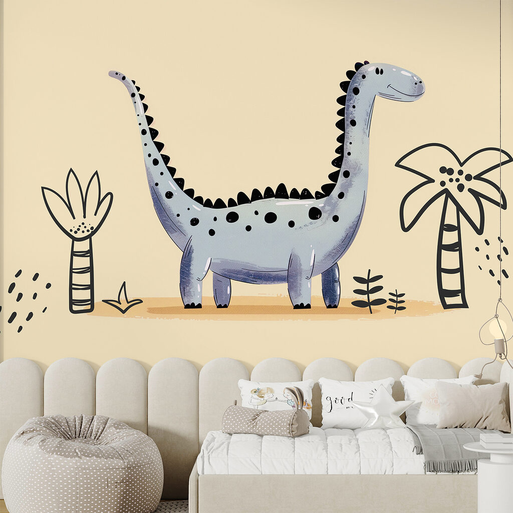 Langnek onder twee palmboompjes — interieur 5