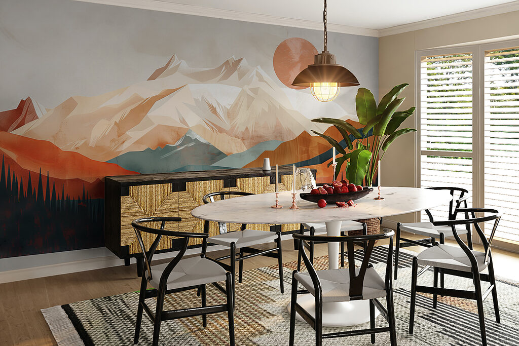 Bergtoppen onder koperkleurige zon — interieur 4