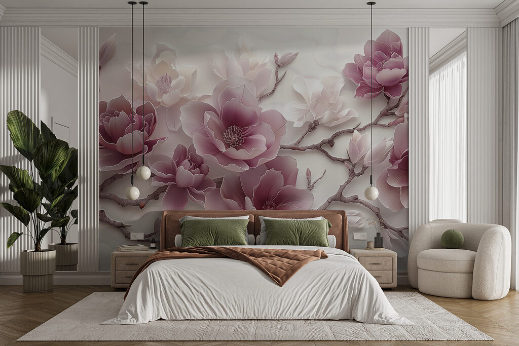 Elegante bloesems in zachte kleuren in een interieur