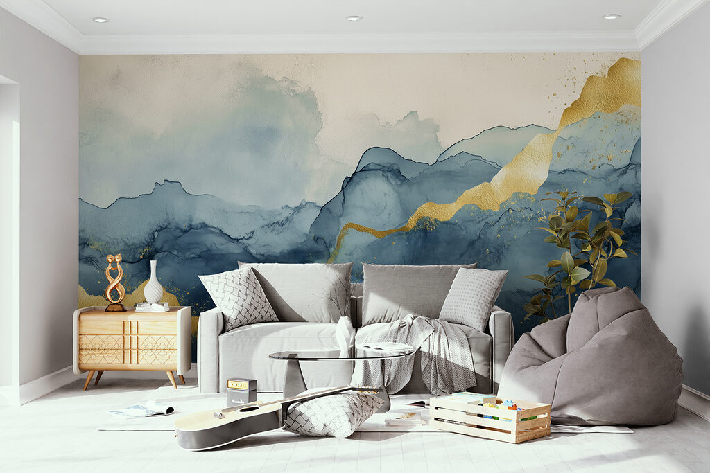 Blauwe berglagen, gouden stroom — interieur 1
