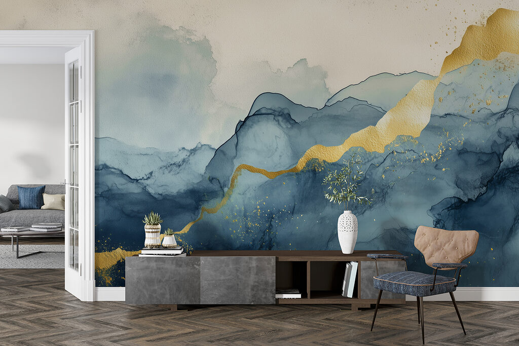 Blauwe berglagen, gouden stroom — interieur 4