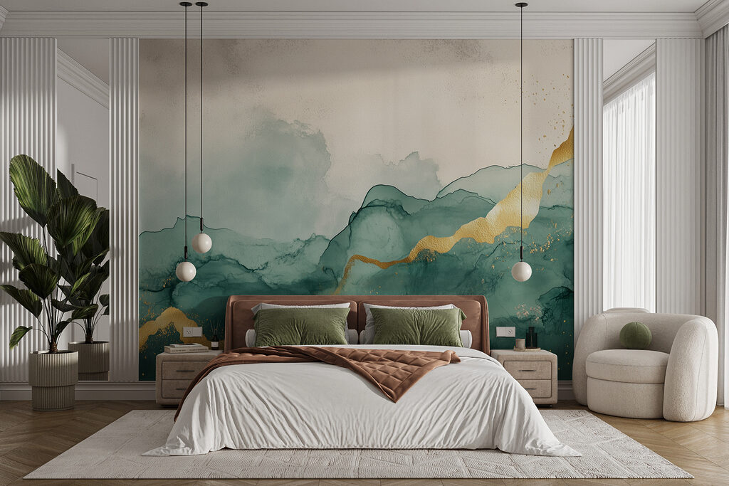 Rustgevende golven van vloeiende kleuren in een interieur