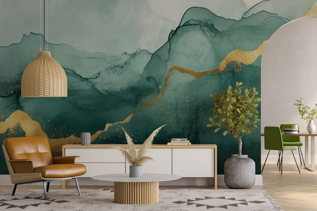 Groene stromen met goud — interieur 3