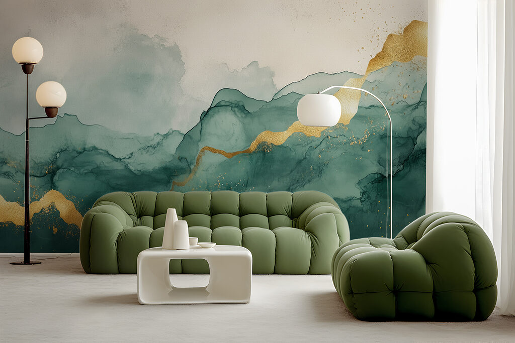Groene stromen met goud — interieur 4