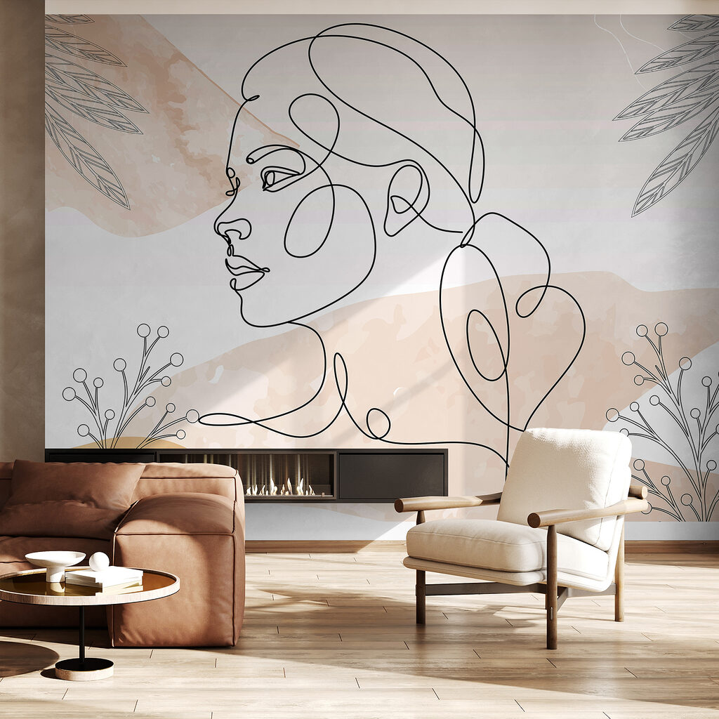 Vrouwenprofiel in dunne contourlijnen — interieur 1