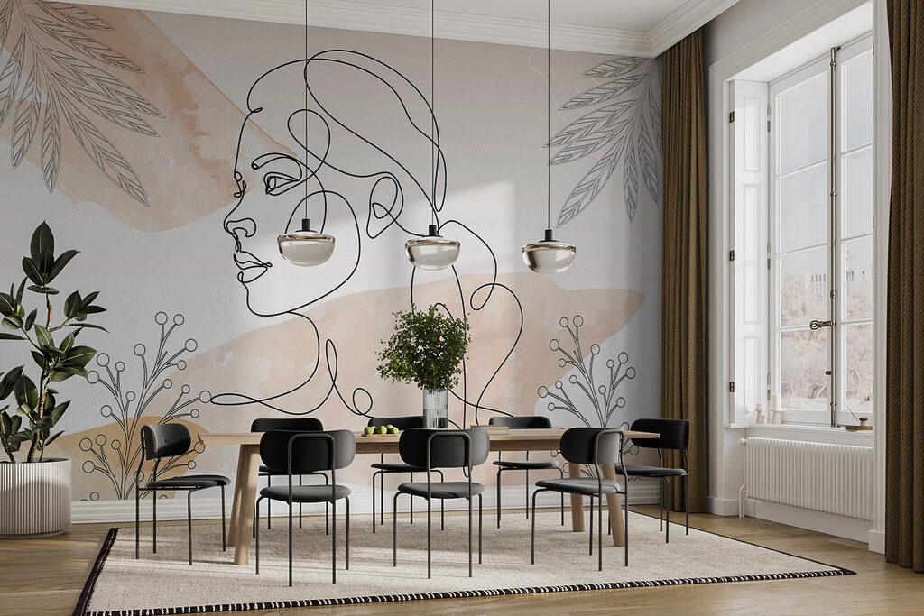Vrouwenprofiel in dunne contourlijnen — interieur 2