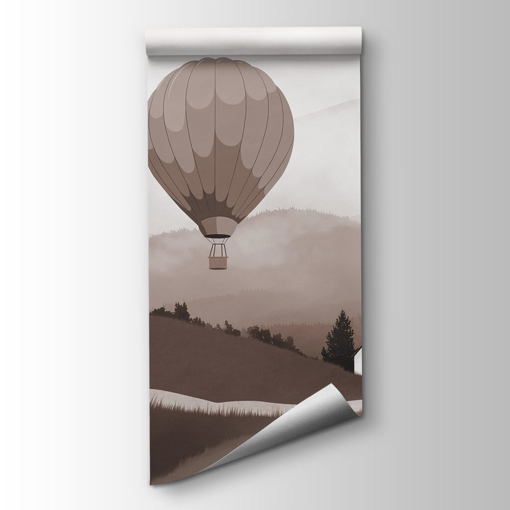 Ballonnen boven bruine heuvels — productweergave