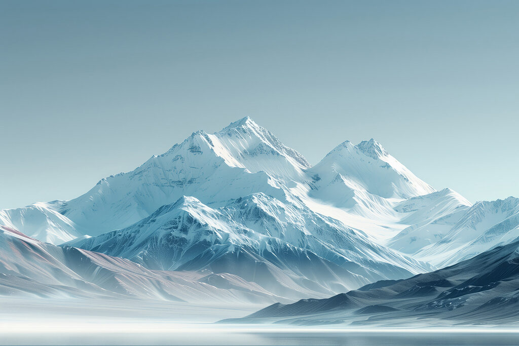 Blauwe sneeuwbergen onder ijslucht — volledig ontwerp