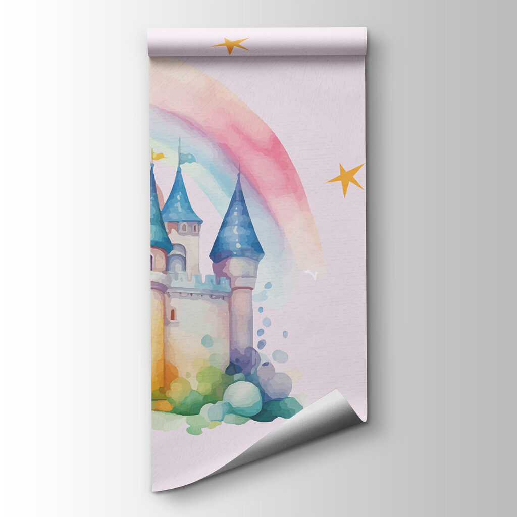 Prinses naast een regenboogkasteel — productweergave