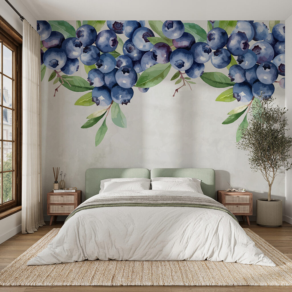 Blauwe bessentakken bovenaan — interieur 2