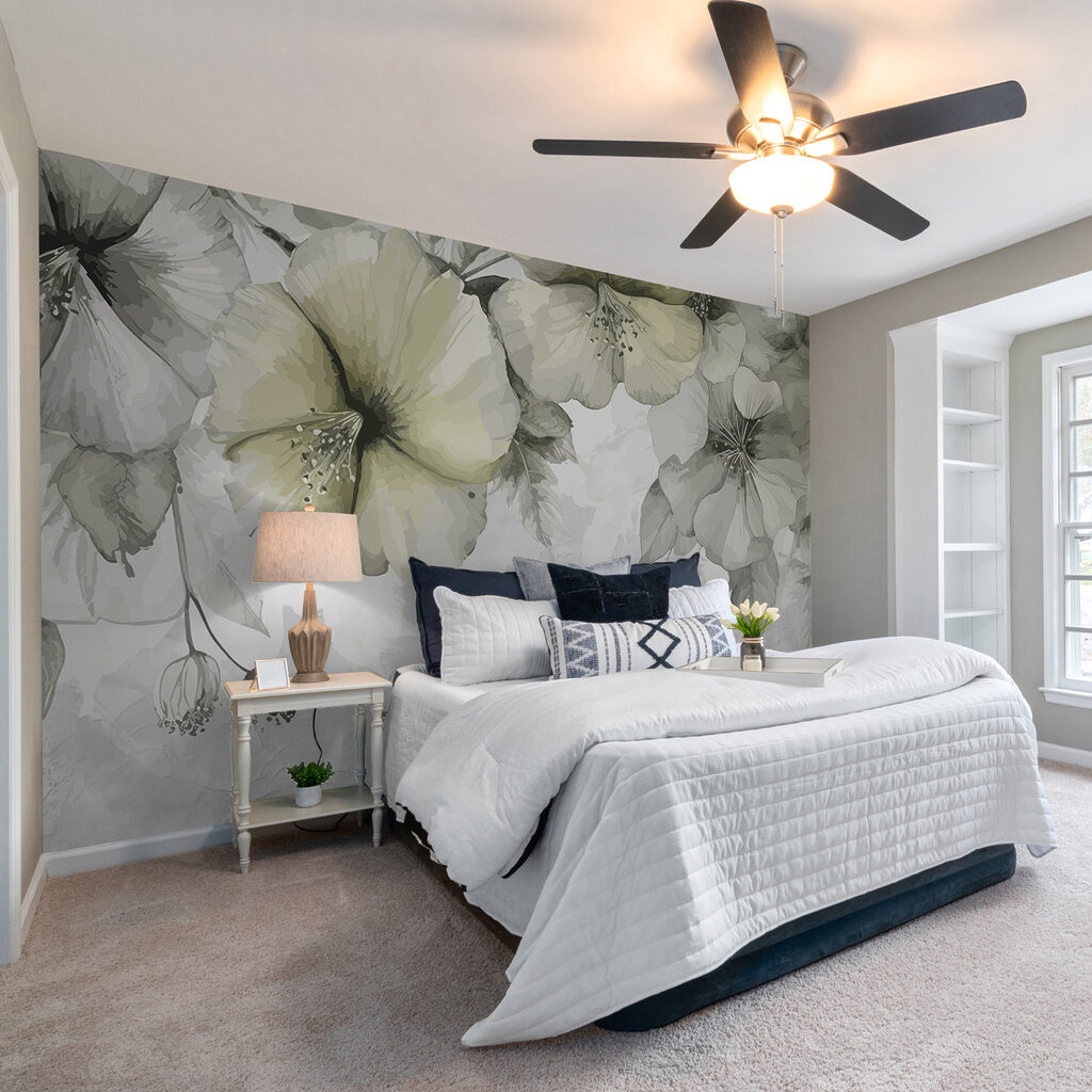 Verfijnde bloemen in zachte monochrome tinten — interieur 1