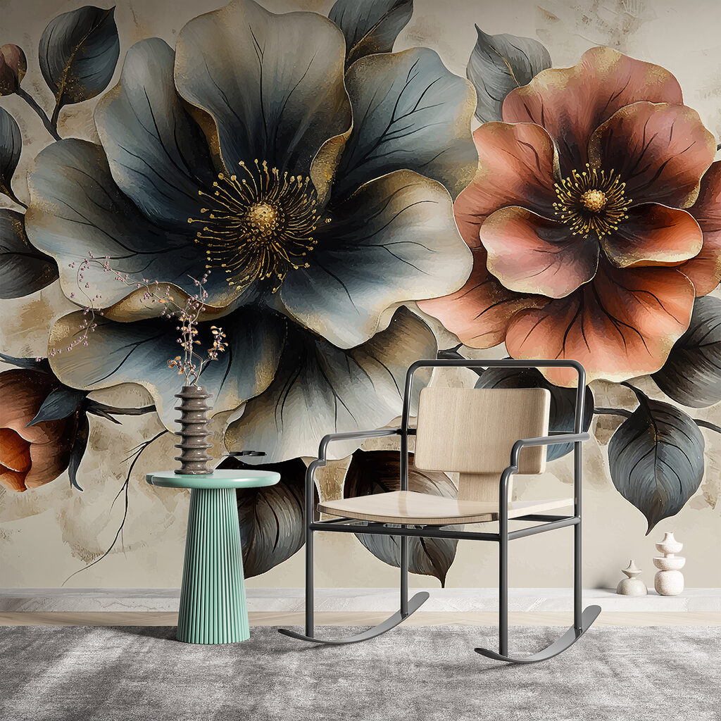 Donkere bloemen in aardetinten — interieur 2