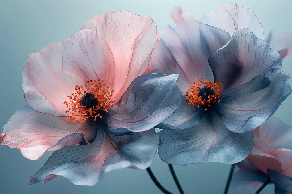Roze en blauwe kelken — volledig ontwerp