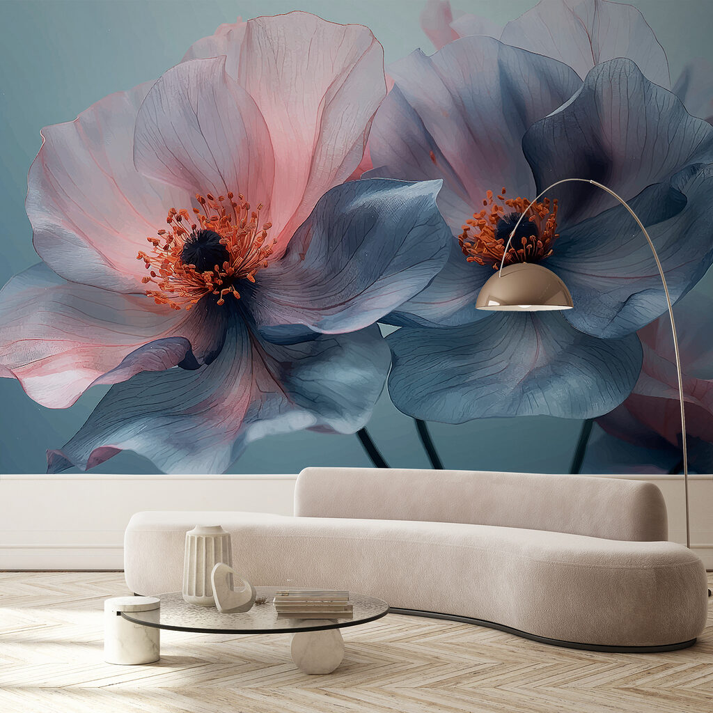 Roze en blauwe kelken — interieur 1