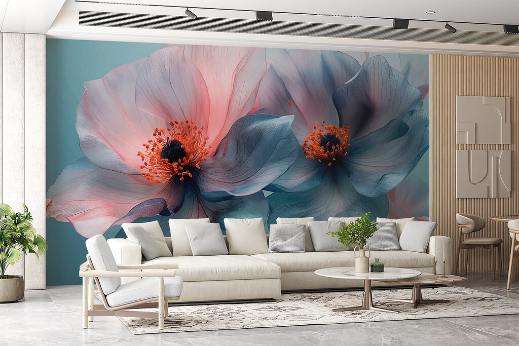 Roze en blauwe kelken — interieur 2