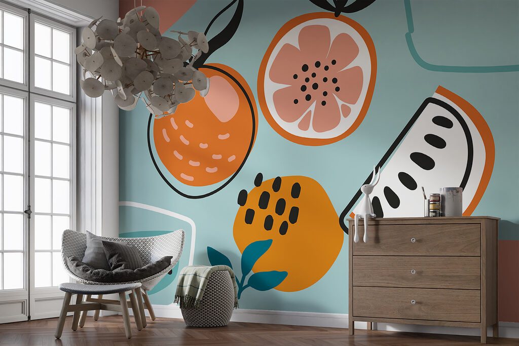 Vruchten in speelse vlaktekening — interieur 2