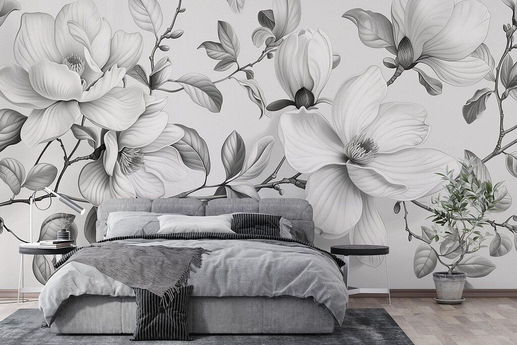 Magnoliatakken in grijze potloodlijnen — interieur 5
