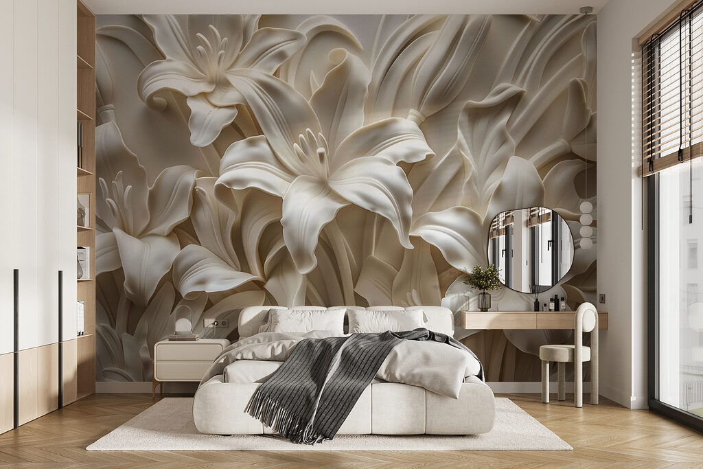 Elegant bloemmotief in zachte tinten — interieur 2