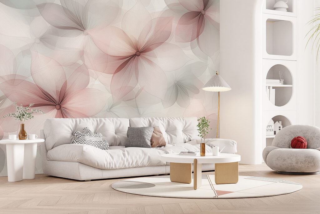 Groep bloemen op witte achtergrond — interieur 2