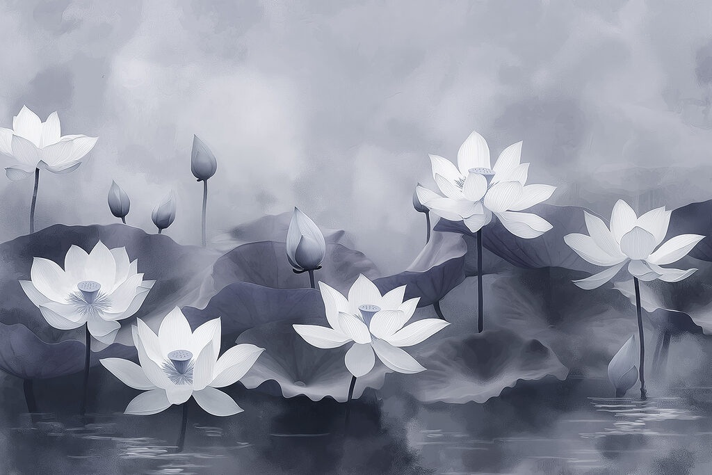 Lotus op stil water — volledig ontwerp