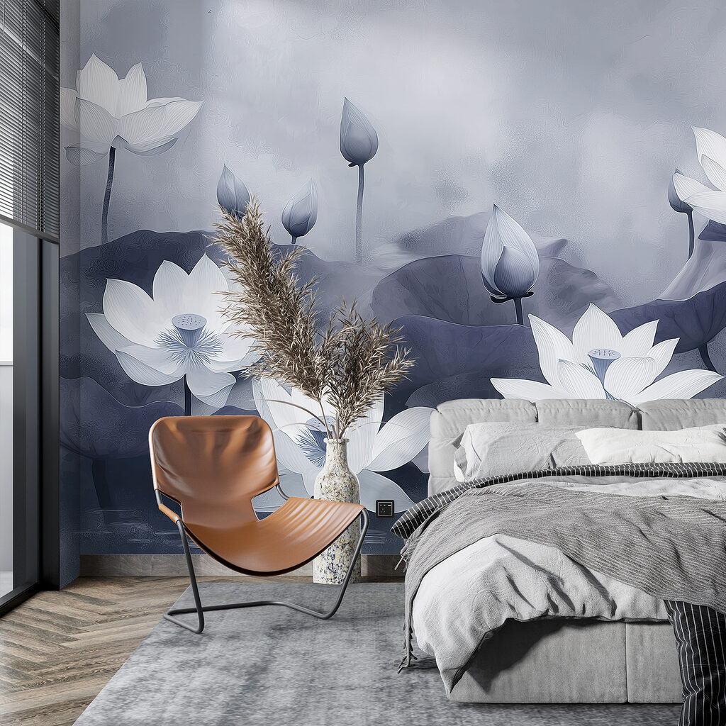 Groep witte bloemen in een interieur