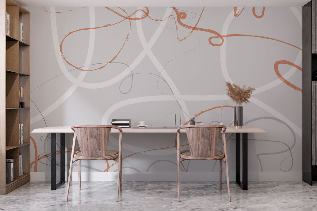 Grijze en oranje swirls — interieur 1