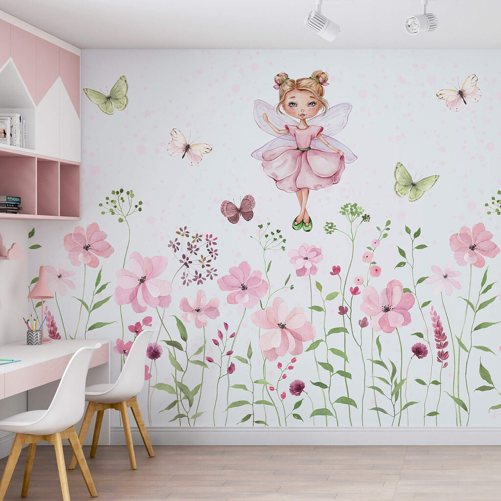Elfje boven roze veldbloemen — interieur 1