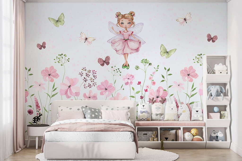 Elfje boven roze veldbloemen — interieur 2