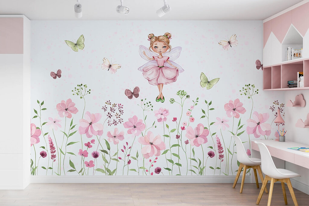 Elfje boven roze veldbloemen — interieur 4
