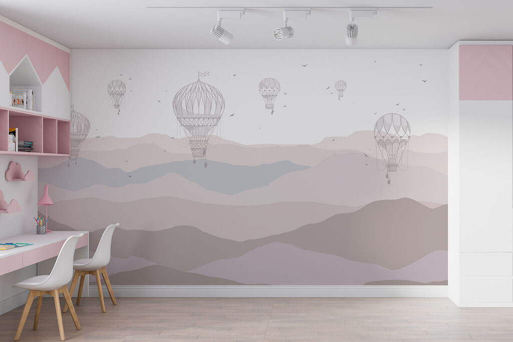 Ballonlijnen boven gedempte berglagen — interieur 1