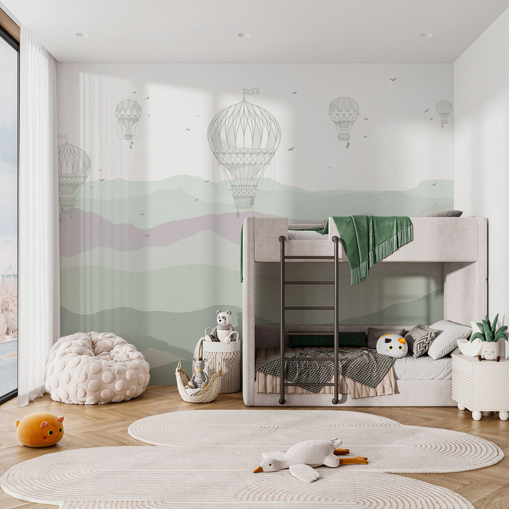 Ballonnen boven zachte heuvellagen — interieur 2
