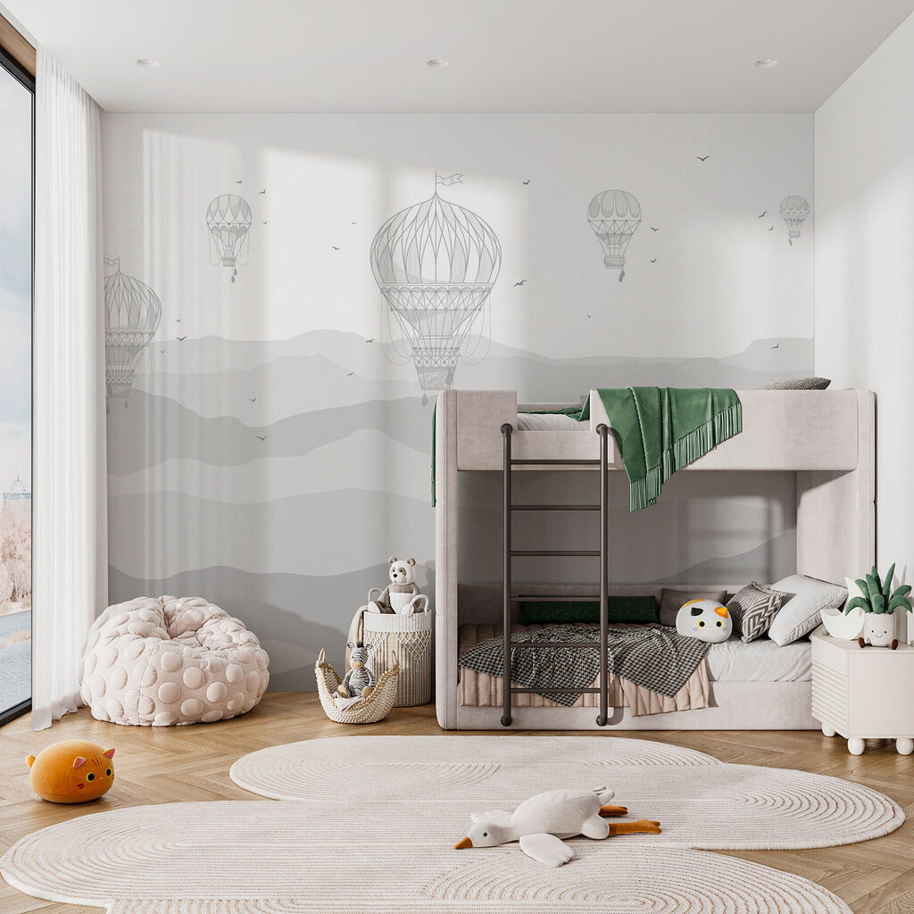 Ballonnen boven zachte heuvellagen — interieur 2