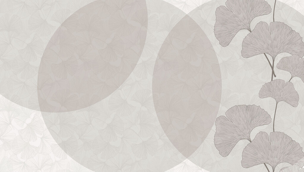 Ginkgobladeren over bleke cirkels — volledig ontwerp