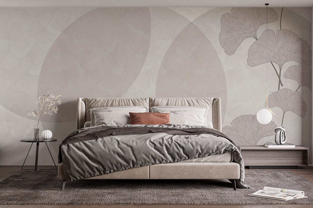 Ginkgobladeren over bleke cirkels — interieur 1